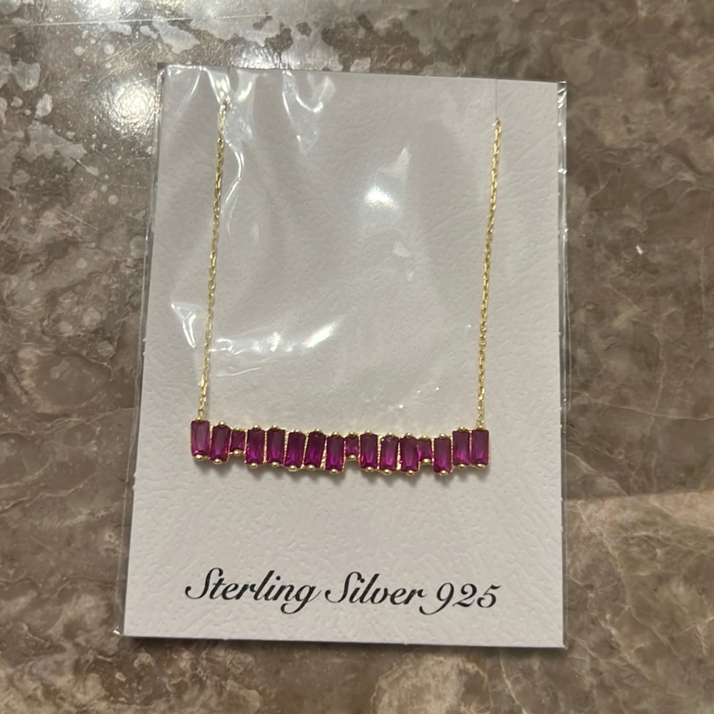 Ruby Bar Necklace In Sterling Silver - image 1